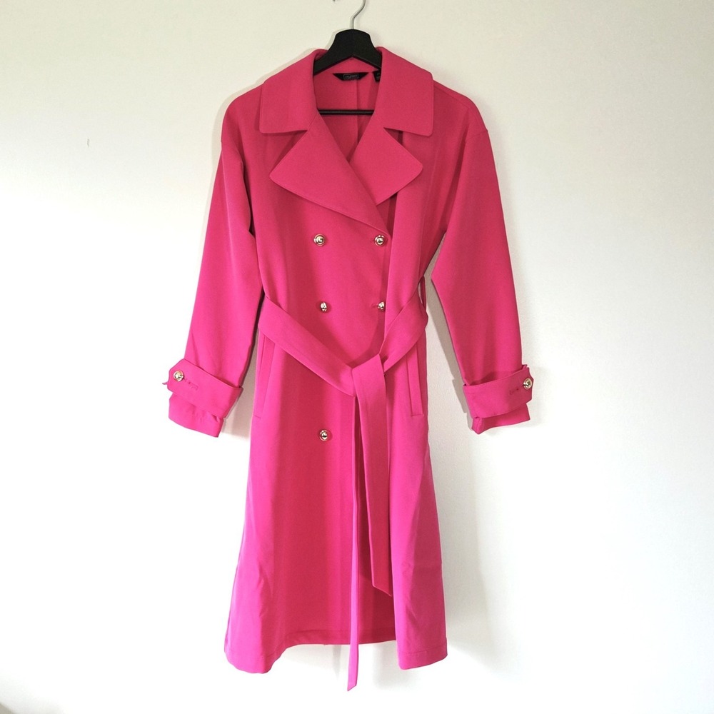 G by Giuliana Black Label Women's XSP Pink Polished Twill Stretch Trench Coat